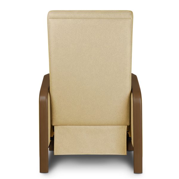 Reclinable beige chair with armrests.