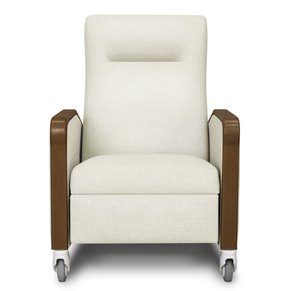 Elegant white chair with armrests.
