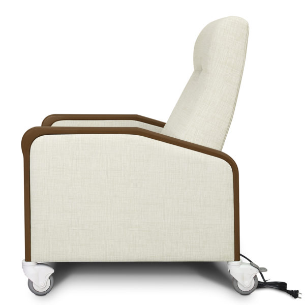 Elegant white chair with armrests.