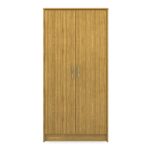 Light wooden double wardrobe without drawers.