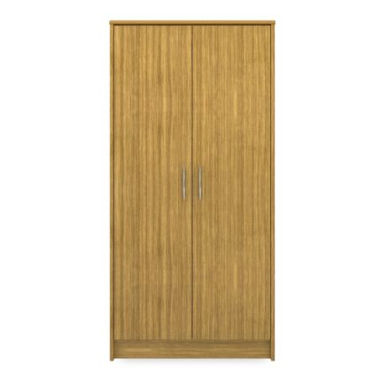 Light wooden double wardrobe without drawers.
