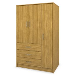 Light wooden armoire wardrobe.