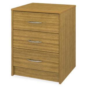 Light wooden chest with three drawers.