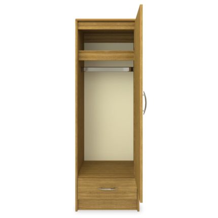 Light wooden single wardrobe without drawers.