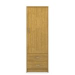 Light wooden single wardrobe with two drawers.