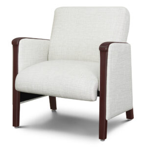 White upholstered lounge chair.